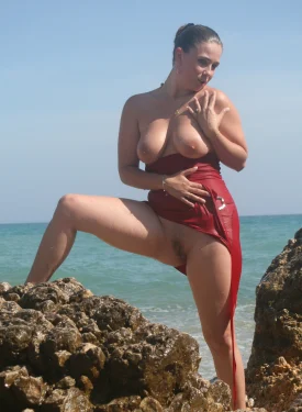 Water playing girl with big boobs